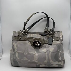 Coach Penelope Optic Signature Shoulder Bag Grey Dark Grey‎ Tote Bag F17140